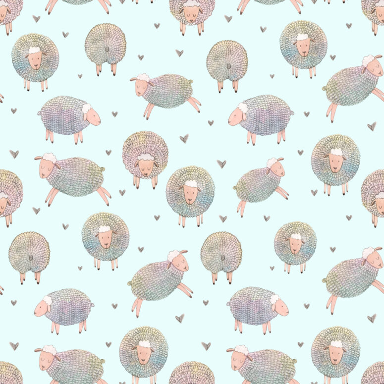 ToF Behang schapen met kleine hartjes