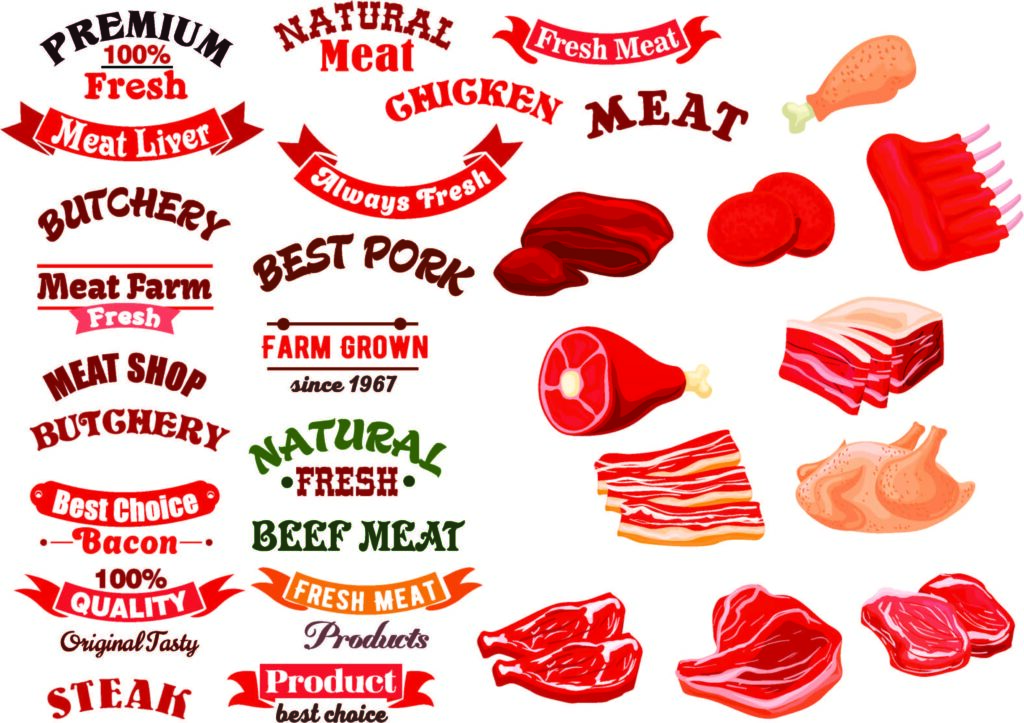 ToF Behang eten vlees en namen in roodtinten