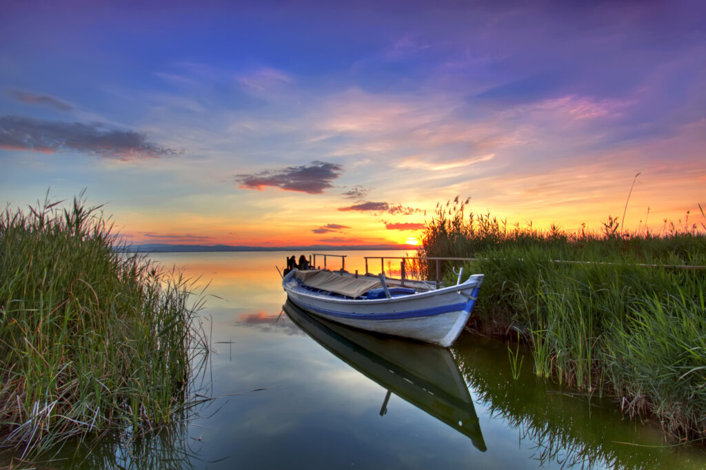 ToF Behang zonsondergang met bootje