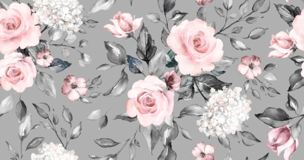ToF Behang rozen met grijze achtergrond