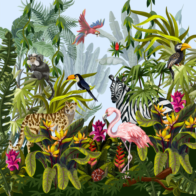 ToF Behang jungle met dieren