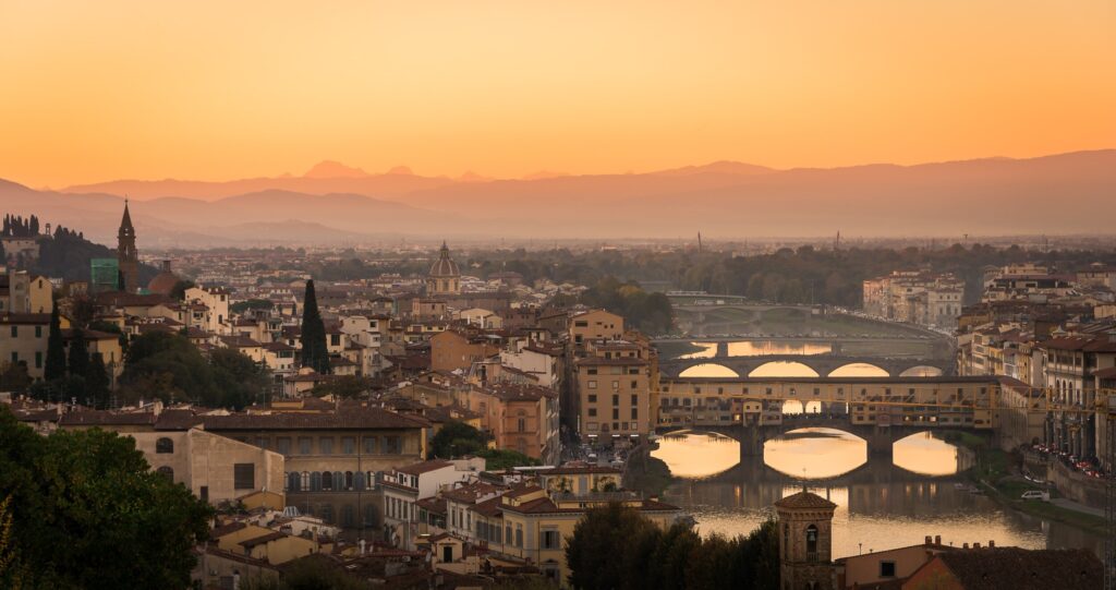 ToF Fotobehang brug in stad Florence