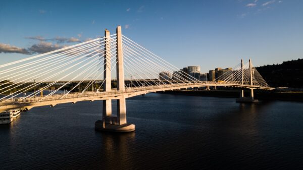ToF Fotobehang brug grijs in Portland