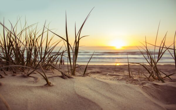 ToF Fotobehang duinen met zee en zonsondergang