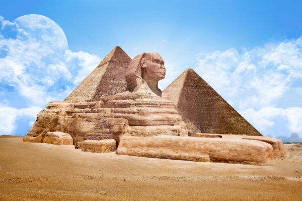 ToF Fotobehang Egypte piramide met hoofd
