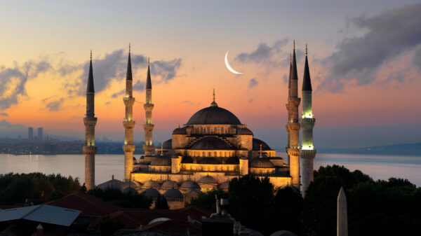 ToF Fotobehang stad moskee Sultan Ahmetmoskee in Istanboel