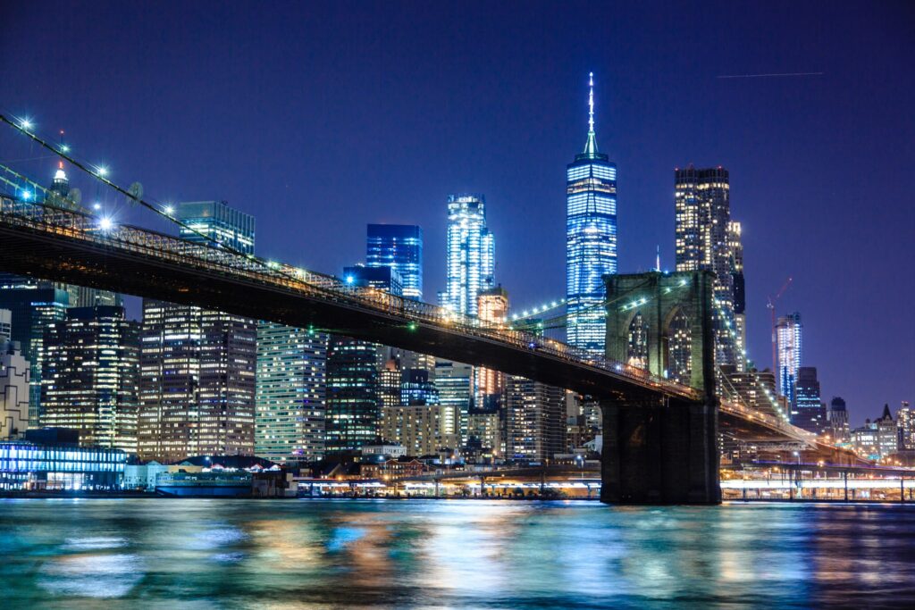 ToF Fotobehang New York Brooklyn brug bij nacht