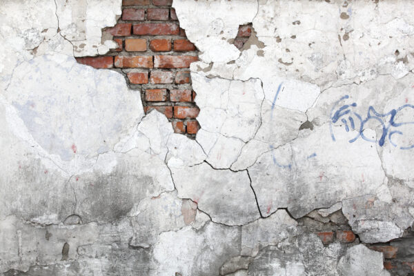 ToF Fotobehang oude bakstenen muur met beton
