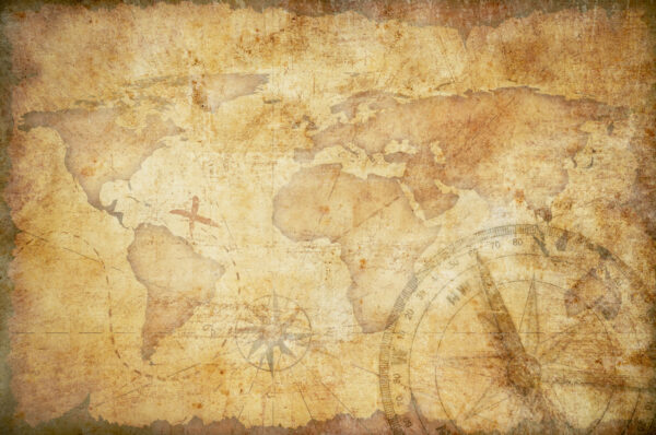 ToF Fotobehang wereld kaart oud met kompas