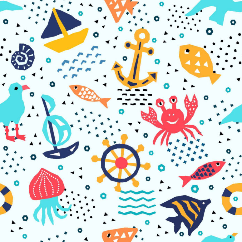 ToF Behang onderwater dieren met anker