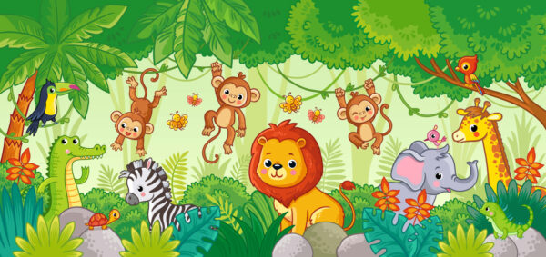 ToF Behang jungle met veel dieren