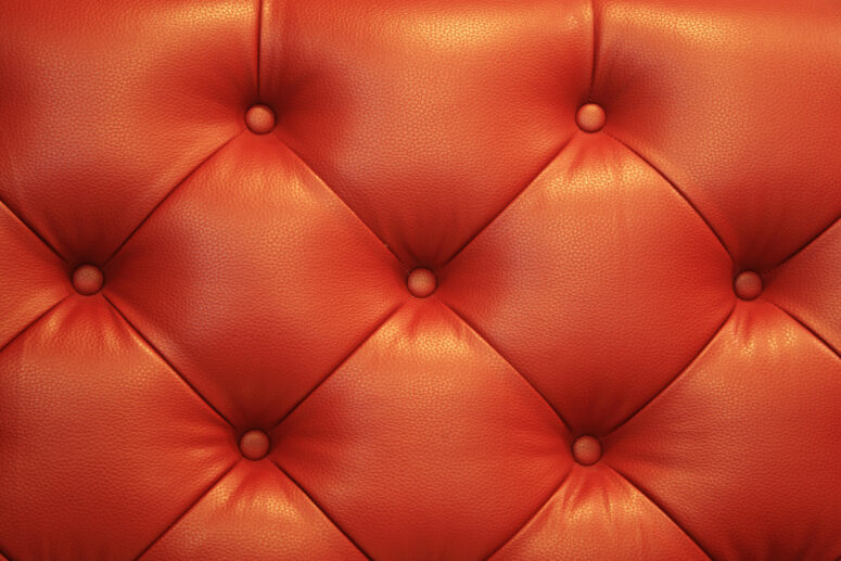 ToF Behang lederlook rood met knopen