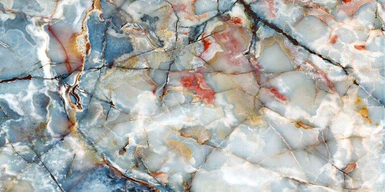 ToF Behang marmer blauw, rood en goud