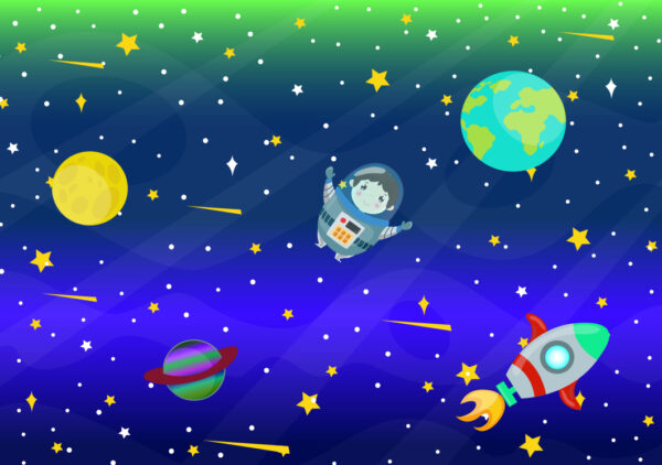 ToF Behang astronaut in de ruimte met planeten