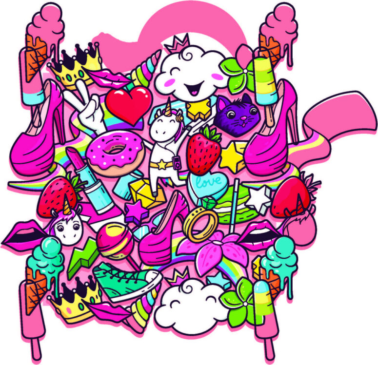 ToF Behang graffiti meisjes met roze kleuren