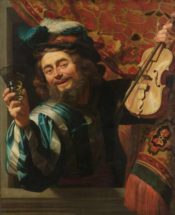ToF Behang schilderij Een vrolijke vioolspeler, Gerard van Honthorst