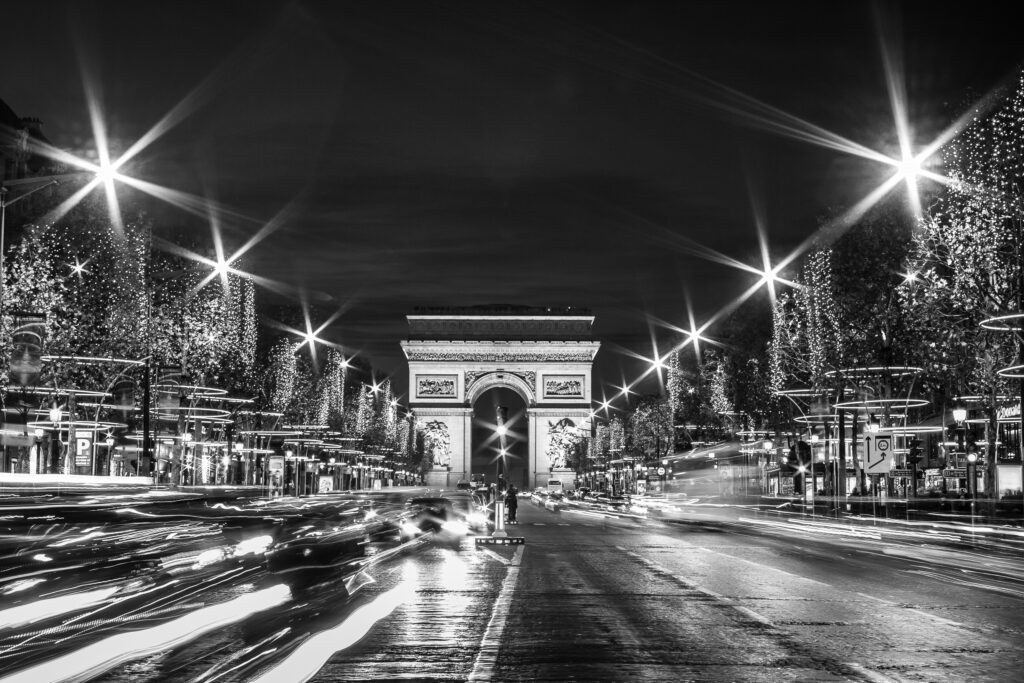 ToF Fotobehang Parijs, Champs-Élysées zwart-wit