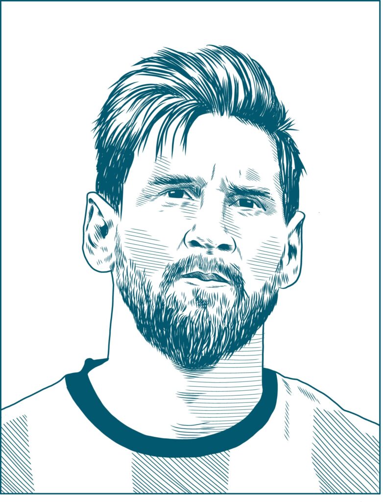 ToF Behang mensen Lionel Messi getekend
