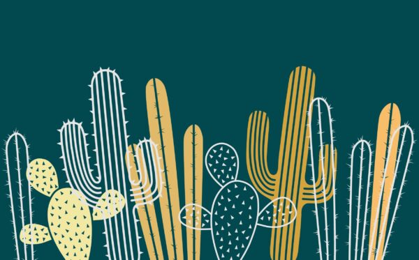 ToF Behang bloemen naadloos horizontaal patroon met cactus