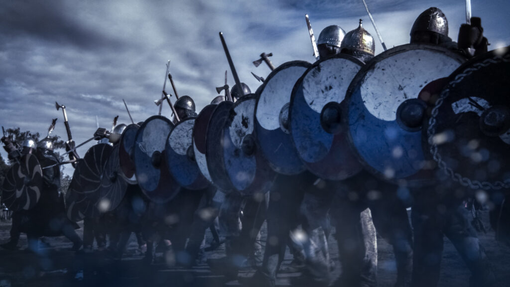 ToF Fotobehang mensen viking die gaan vechten
