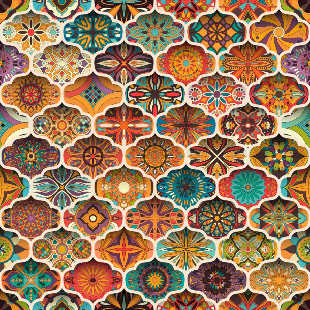 ToF Behang bohemian kleurrijke mozaïek