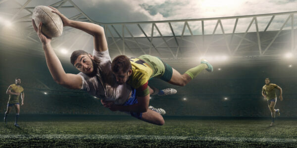 ToF Behang sport rugbyspelers vechten voor de bal