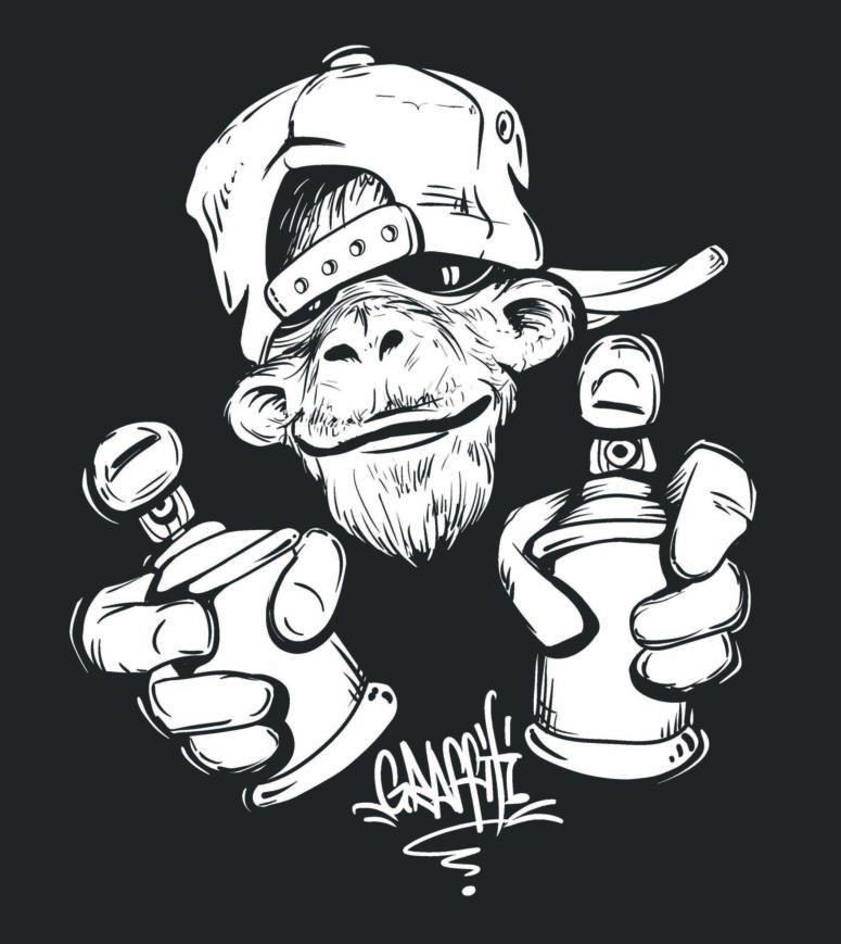 ToF Behang graffiti aap met spuitbussen