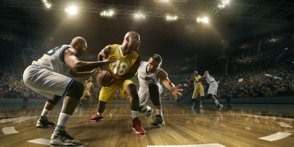 ToF Behang sport basketballers in gevecht om de bal