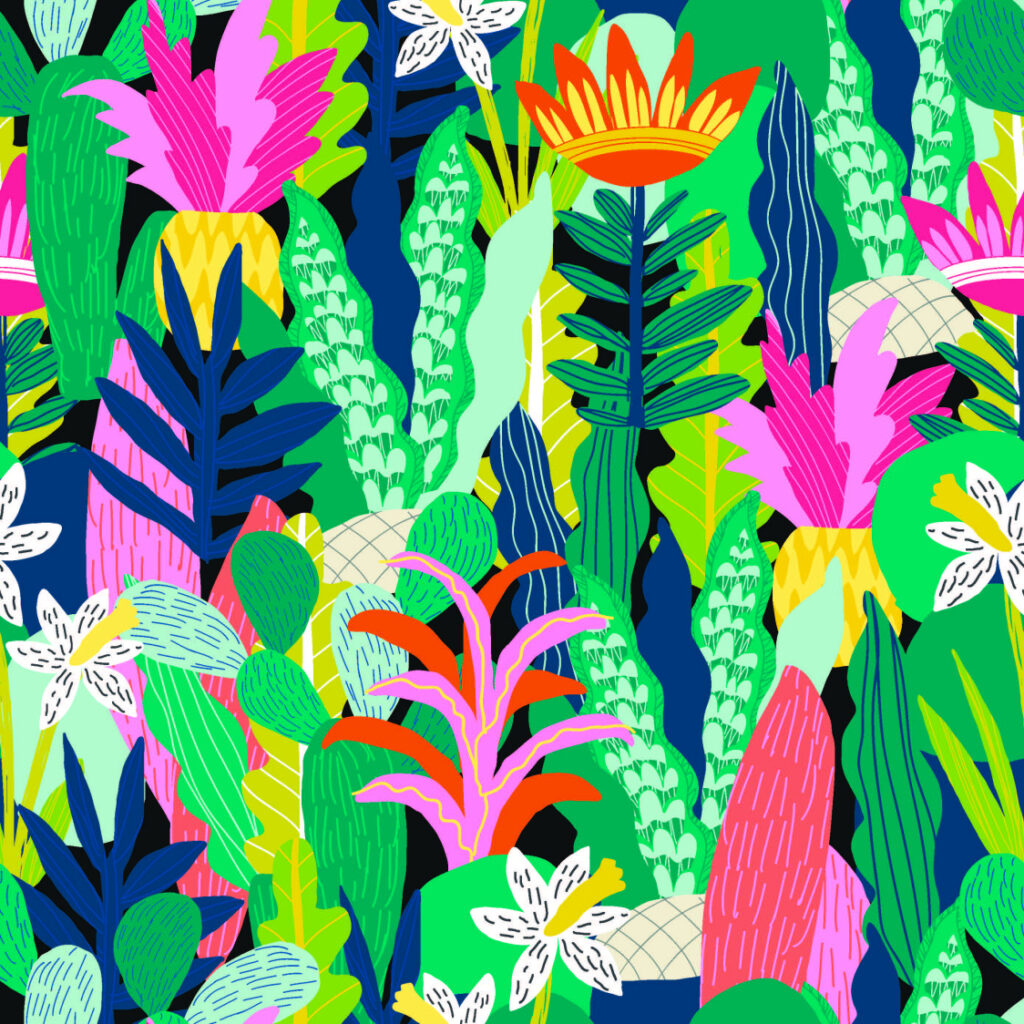 ToF Behang planten illustratie cactussen felgekleurd