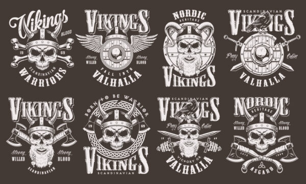 ToF Behang mensen meerdere viking logo's