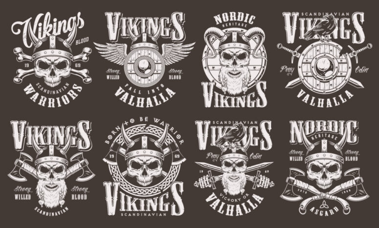 ToF Behang mensen meerdere viking logo’s