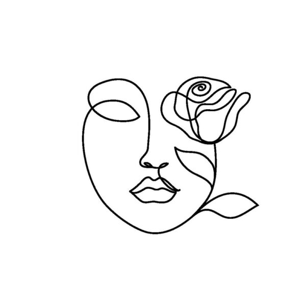 ToF Behang kunst vrouw gezicht met roos bloem.
