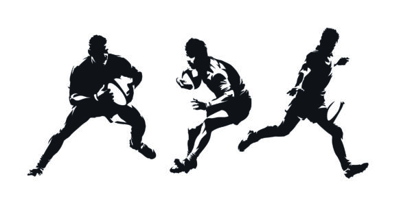 ToF Behang sport rugby set silhouetten van rugbyspelers