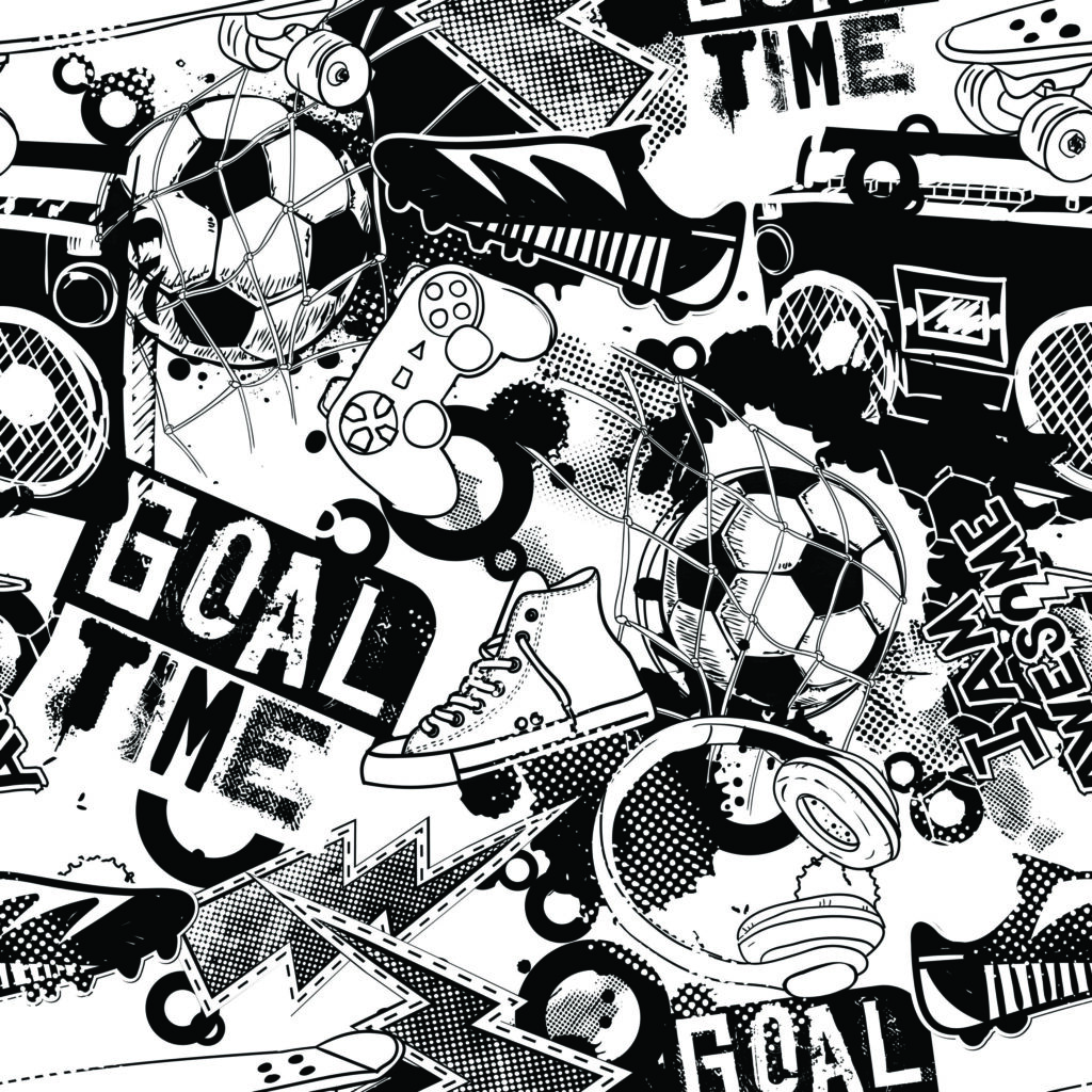 ToF Behang graffiti voetbal en gamen
