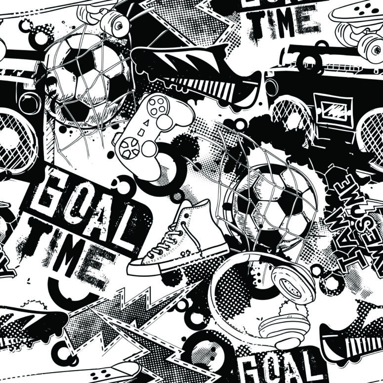 ToF Behang graffiti voetbal en gamen