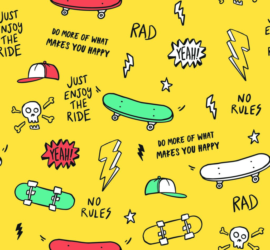 ToF Behang sport getekende skateboards en elementen