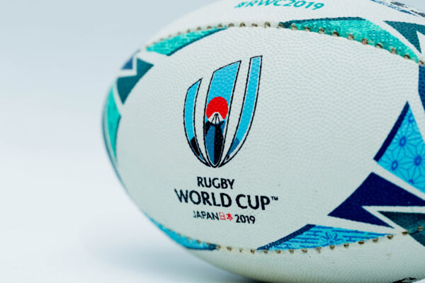 ToF Behang sport close-up van de rugbybal WK 2019