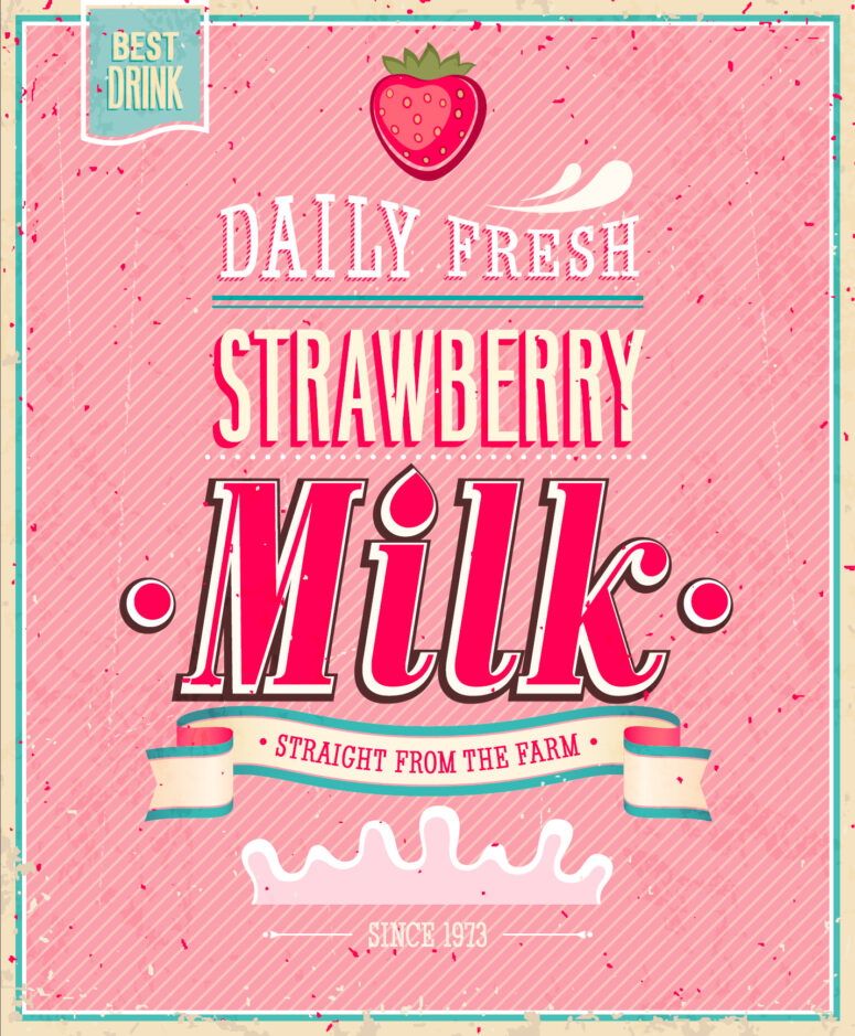 ToF Behang vintage aardbeien poster