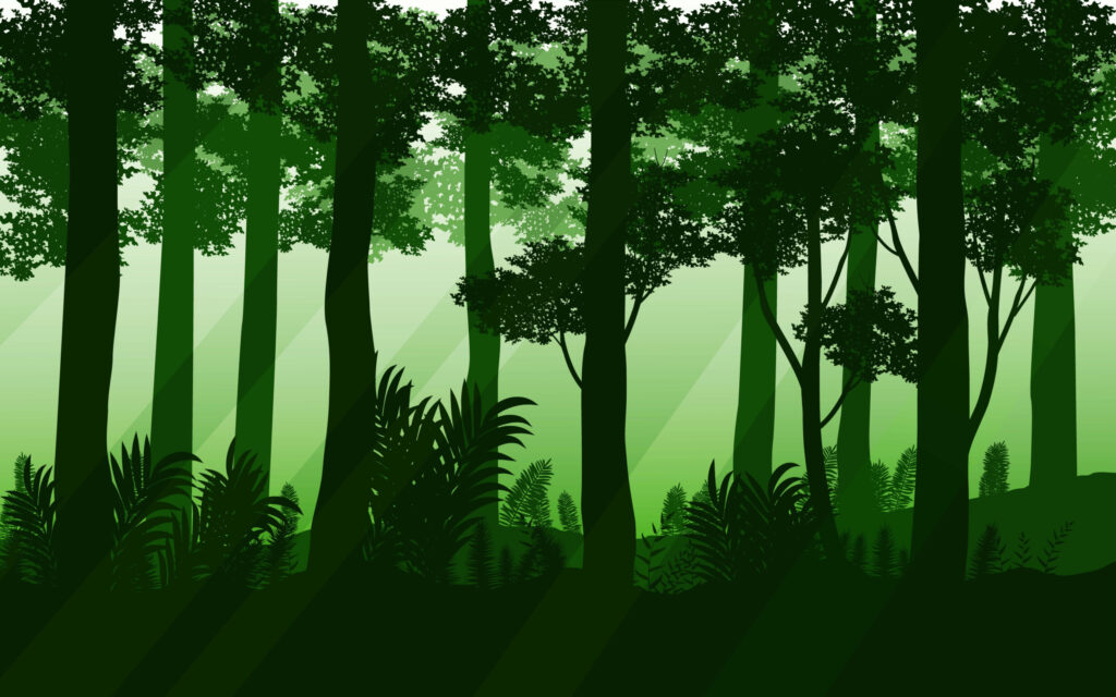 ToF Behang jungle getekend groen