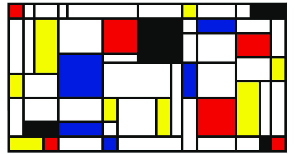 ToF Behang schilderij in stijl van Piet Mondriaan met grote blokken