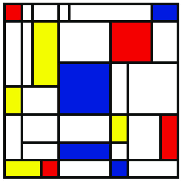 ToF Behang schilderij in stijl van Piet Mondriaan met kleine blokken