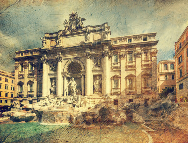 ToF Fotobehang retro Fountain di Trevi Rome