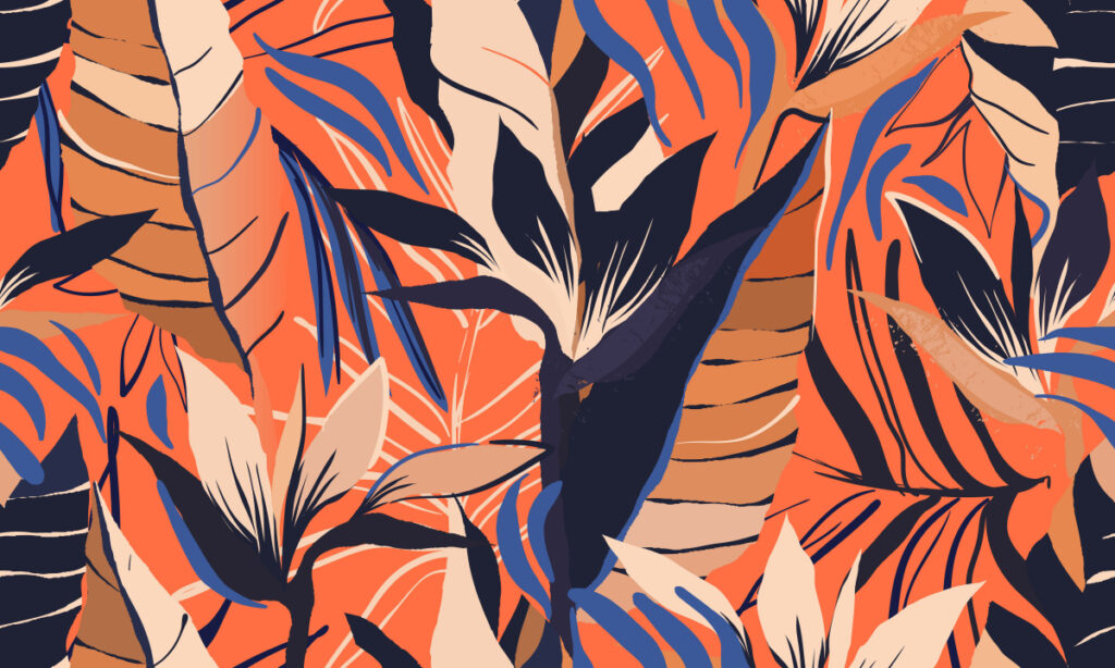 ToF Behang jungle oranje bladeren