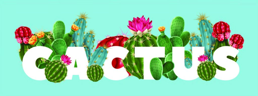 ToF Behang tropisch cactusbloemen met tekst cactus