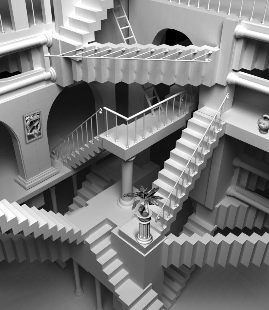 ToF Behang kunst 3D-weergave van geïnspireerde trappen