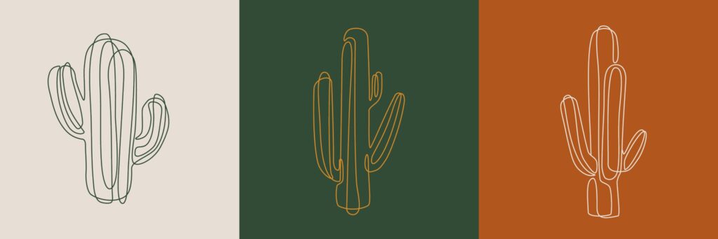 ToF Behang planten drie cactusillustraties