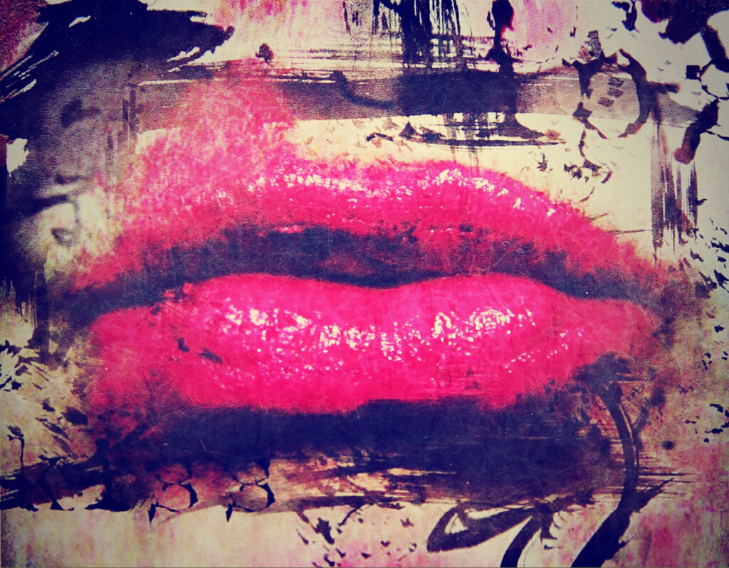 ToF Behang graffiti roze gekleurde lippen
