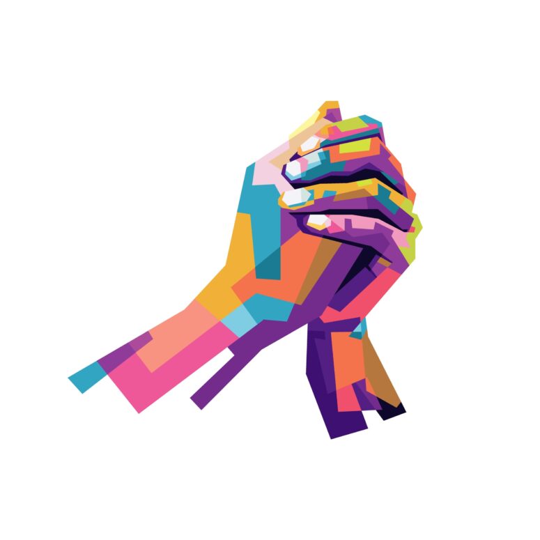 ToF Fotobehang cultuur moderne pop-art illustratie van biddende handen