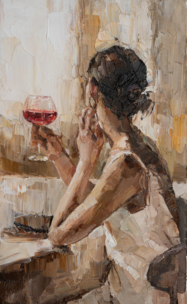 Tof Behang vrouw met wijnglas