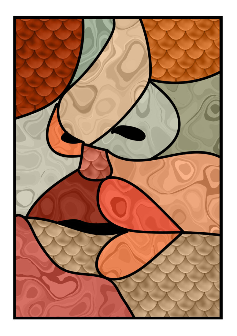 ToF Behang kunst abstract mozaïekgezicht